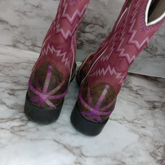 ARIAT Girls Twisted Tycoon Western Boot Size 11 Square Toe Pink Brown Leather - Picture 7 of 9